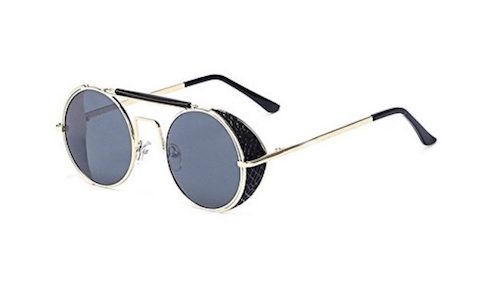 TELAM Steampunk Silver Frame Sunglasses with a Reflective Lens